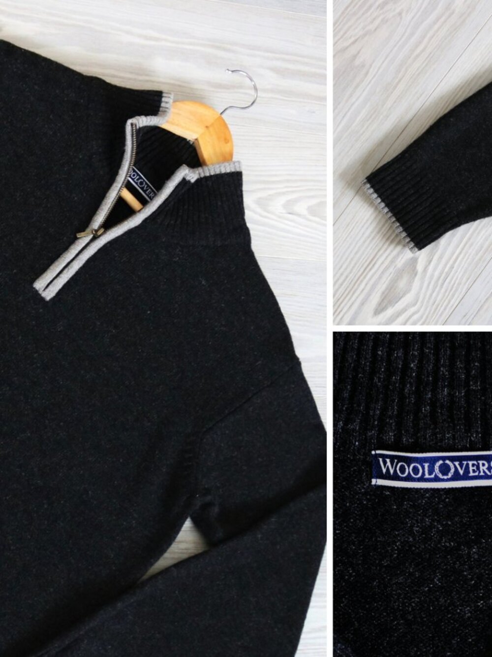 Woolovers Lambswool 1/4 Zip Sweater Mens Charcoal Autumn Outdoor Gorpcore Size M